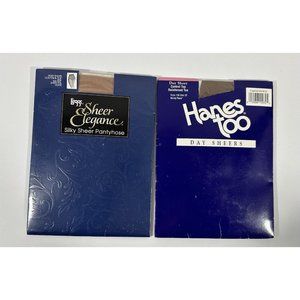 Leggs Hanes Sheer Pantyhose Control Top Plus Size EF Nude Barely There Tan New